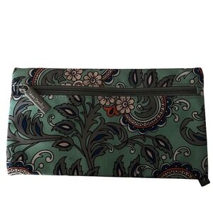 Vera Bradley Java Floral Performance Twill Zippered Cosmetic Pouch Teal Paisley
